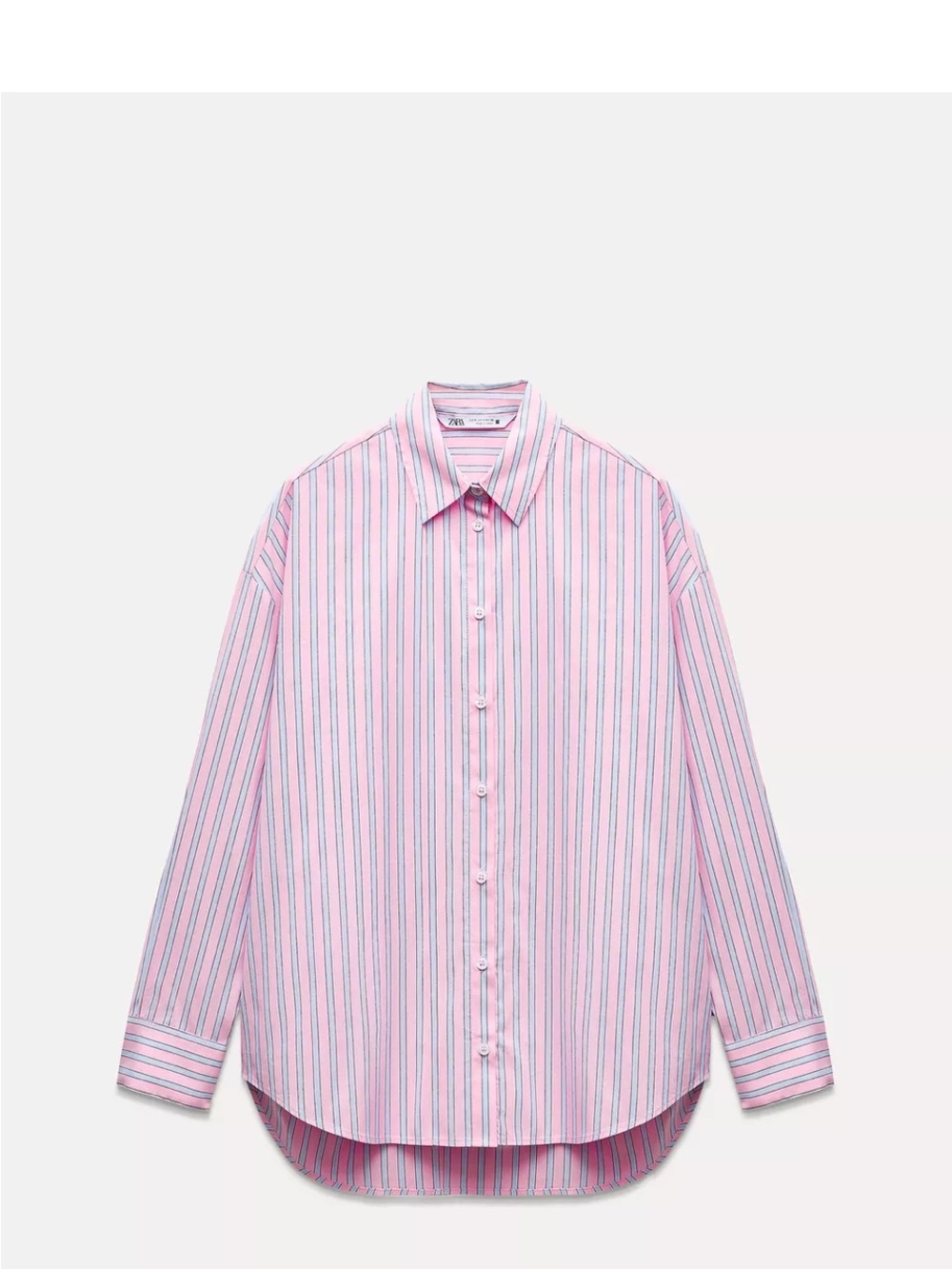 Zara Pink Striped Button-Down Shirt with Blue Accents